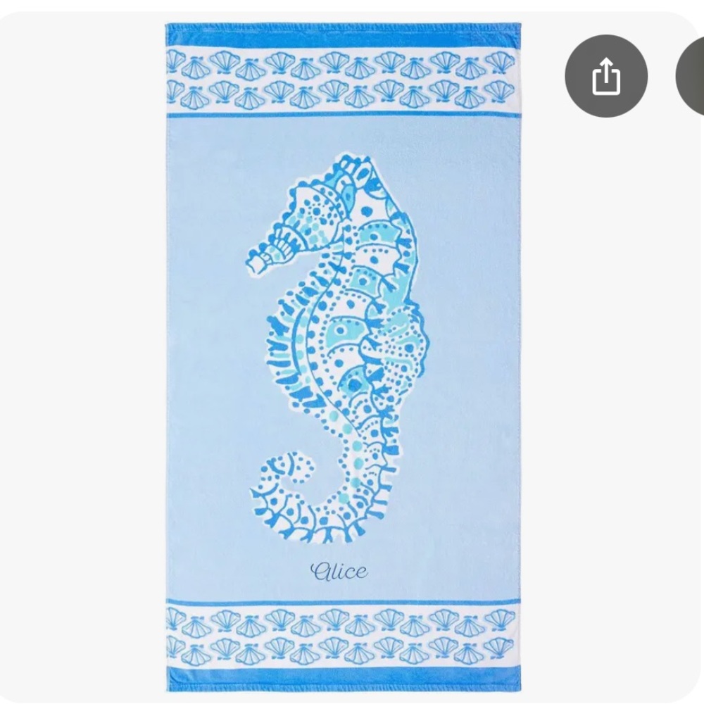 NWOT Lilly Pulitzer Oversized Blue Seahorse Beach Towel